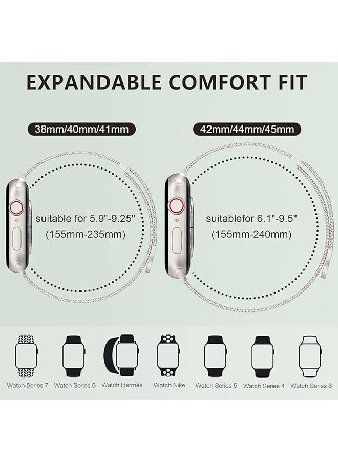 Stainless Steel Milanese Loop Band Compatible with Apple Watch Band, Replacement Band for iWatch Series 10/9/8/7/6/5/4/3/2/1, Ultra, SE, Ultra, Magnetic Wristband Bands Strap for 38/40/41mm - Image 2