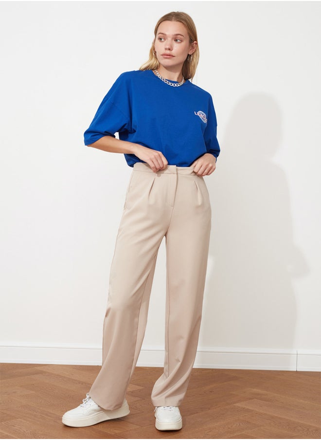 trendyol - Straight Cut Wide Leg Pleated Woven Trousers TWOSS21PL0155 - Image 1
