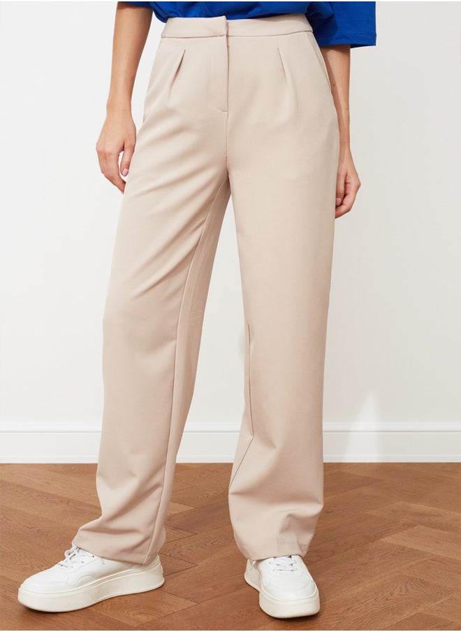 trendyol - Straight Cut Wide Leg Pleated Woven Trousers TWOSS21PL0155 - Image 1