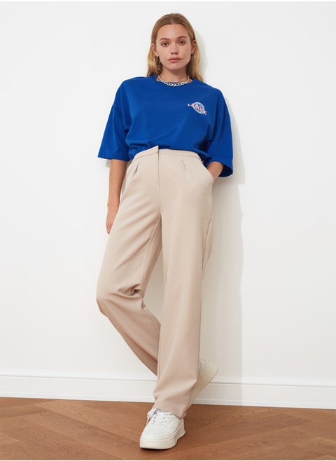 Straight Cut Wide Leg Pleated Woven Trousers TWOSS21PL0155
