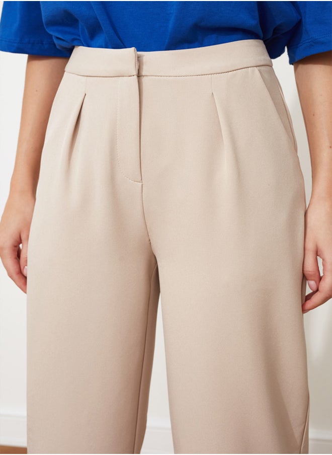 trendyol - Straight Cut Wide Leg Pleated Woven Trousers TWOSS21PL0155 - Image 1