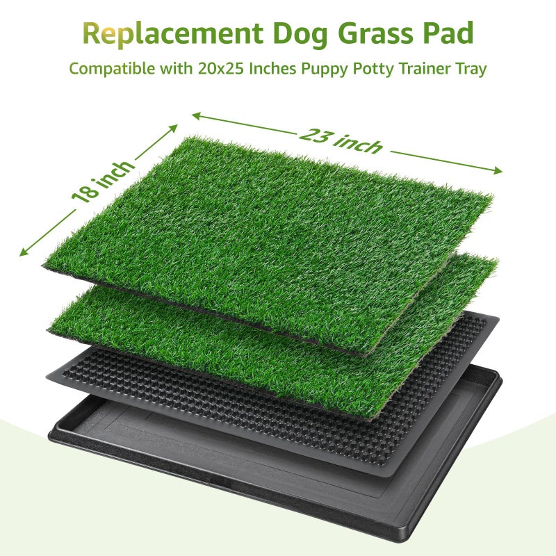 LOOBANI Dog Grass Pee Pads, 2 Pack Artificial Grass Pads for Potty Tray, Fake Grass for Dogs to Pee On, Outdoor Indoor Pee Grass for Dog Potty (18*23 inch) - Image 3