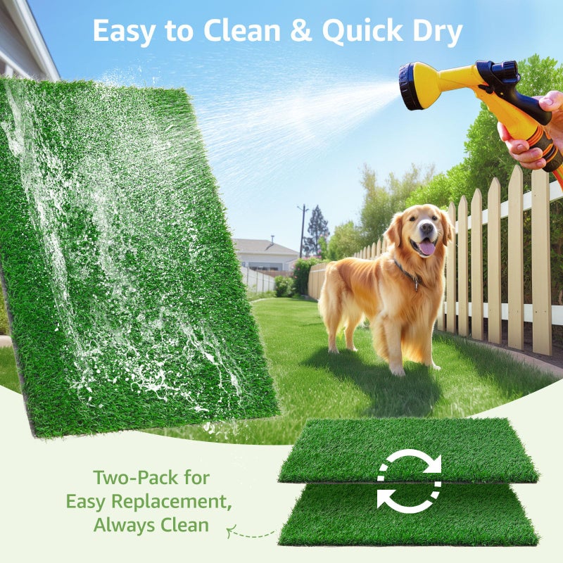 LOOBANI Dog Grass Pee Pads, 2 Pack Artificial Grass Pads for Potty Tray, Fake Grass for Dogs to Pee On, Outdoor Indoor Pee Grass for Dog Potty (18*23 inch) - Image 5
