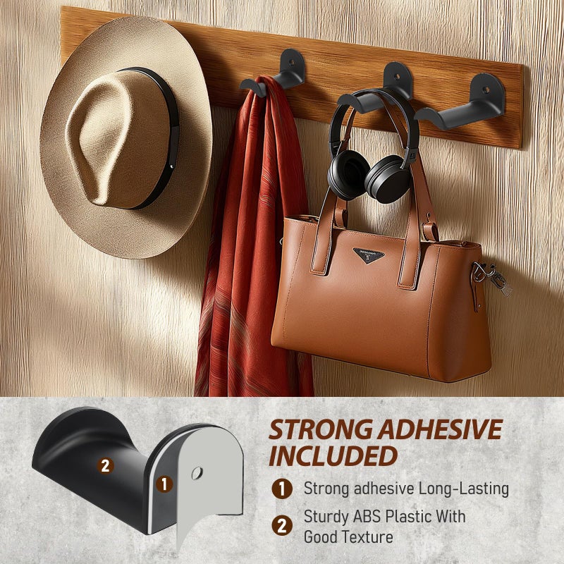Hatisan 12 Pcs Cowboy Hat Rack for Wall, Hat Holder with Strong Adhesive Screws Bolts, Cowboy Hat Hook Hold up to 12 Hats, Hat Hanger for Baseball Caps Keys Accessories, Western Hat Hook Room DÃ©cor - Image 4