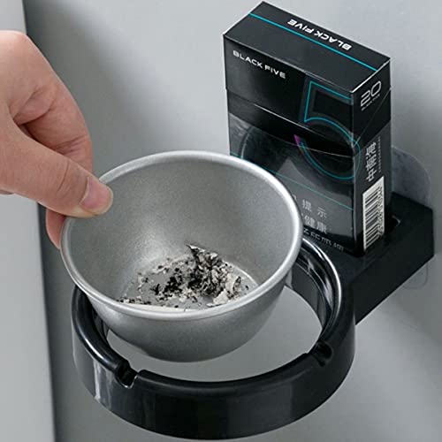 TOMATUS® 1 PCS Ash Trays Outdoor Indoor Ashtray Windproof, Wall-mounted Waterproof Smoking Ash Tray，for Smoking Area,Contains Smoking Sign Stickers Cigarette Ashtray. (Black) - Image 3