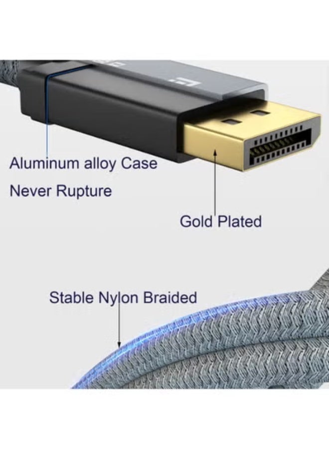 كابل USB-C إلى DisplayPort 1.4 – يدعم 8K@60Hz، 4K@240Hz، 2K@360Hz، موصل مطلي بالذهب، متوافق مع Thunderbolt، طول 3 متر - Image 2