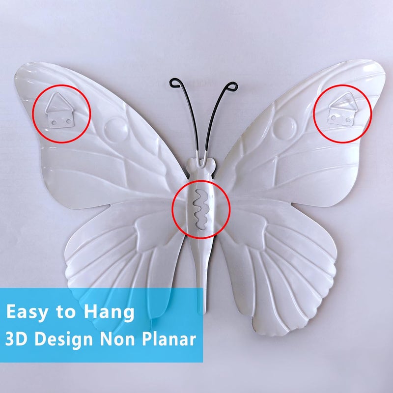 Daogtc Metal Butterfly Wall Decor - 9.6" Outdoor Fence Wall Art Decor, Hanging Decoration for Garden Yard Living Room Bedroom Patio Balcony(4 Pack) - Image 5