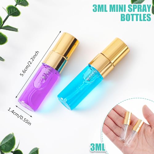 Zhehao 50 Pcs Mini Spray Bottles 3 ml Clear Glass Perfume Bottles Refillable Fine Mist Perfume Atomizer Portable Empty Sample Containers for Cleaning Essential Oils Travel Gold Cap - Image 3
