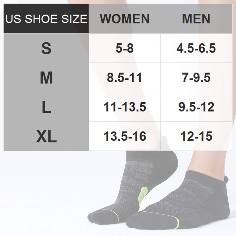 CS CELERSPORT CelerSport 6 Pack Men's Running Ankle Socks with Cushion, Low Cut Athletic Tab Socks, Black + Green, Medium - Image 2