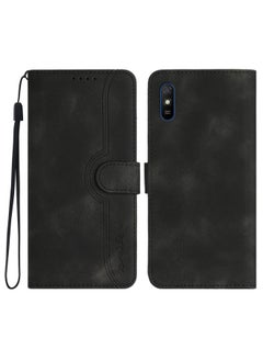 HuHa Case Cover For Xiaomi Redmi 9A/9AT/9i Heart Pattern Skin Feel Leather Phone Case Black 
