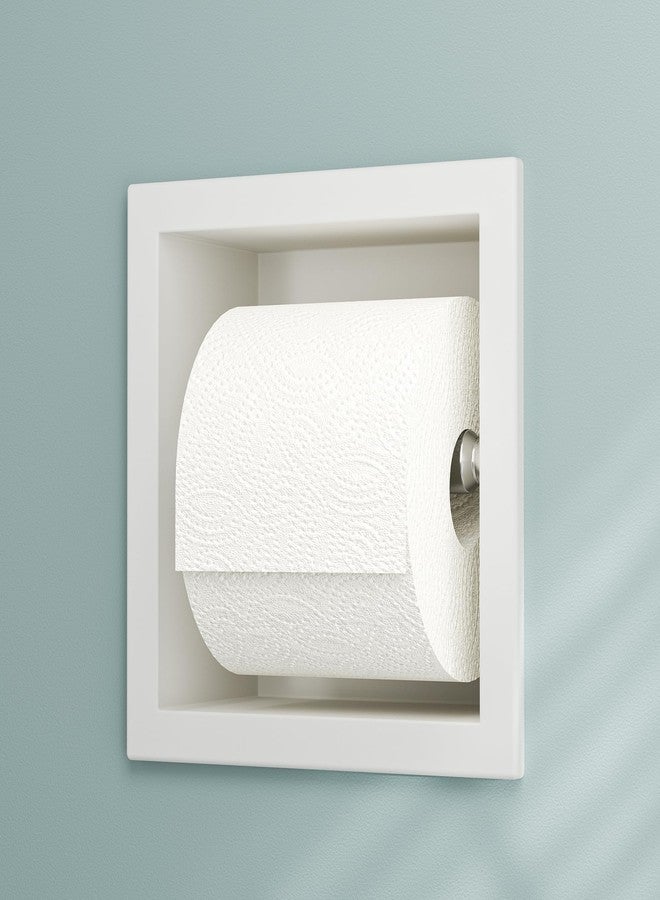 Neodrain Recessed Toilet Paper Holder, White Stainless Steel Built-in Tissue Paper Roll Holder, Roll Paper Holder for Bathroom Wall - Image 1