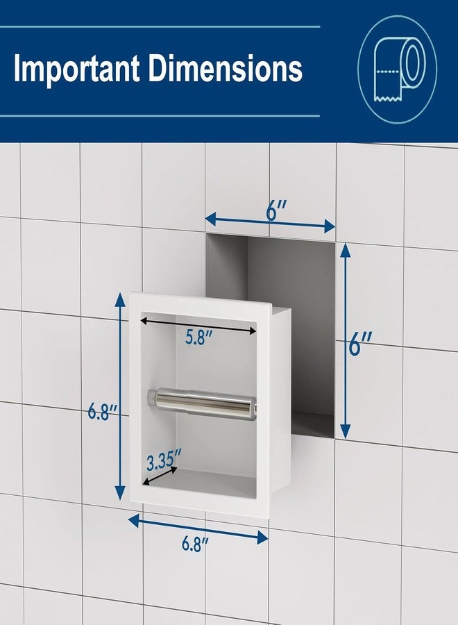 Neodrain Recessed Toilet Paper Holder, White Stainless Steel Built-in Tissue Paper Roll Holder, Roll Paper Holder for Bathroom Wall - Image 3