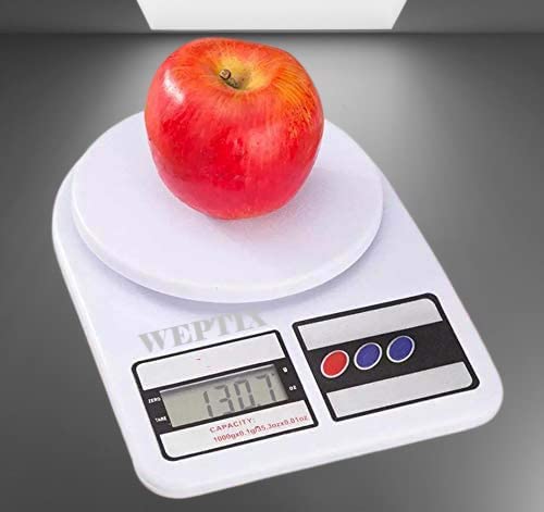 WEPTIX Digital Kitchen Scale Electronic Digital Kitchen Weighing Scale For Kitchen Weight Machine For Kitchen 10 Kg Weight Measure Spices Vegetable Liquids Weight Machine For HomeWhite - Image 1