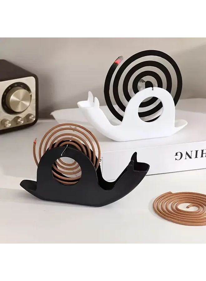 White Snail Shaped Mosquito Coil Holder ABS Plastic Tray - Image 1