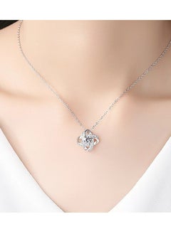 SYNSYB Elegant Crystal  Love Knot Jewelry Set for Women - Genuine Silver Plated Necklace & Stud Earrings Gift Set, Safe Hypoallergenic Materia With Luxury Gift Box  - Image 4