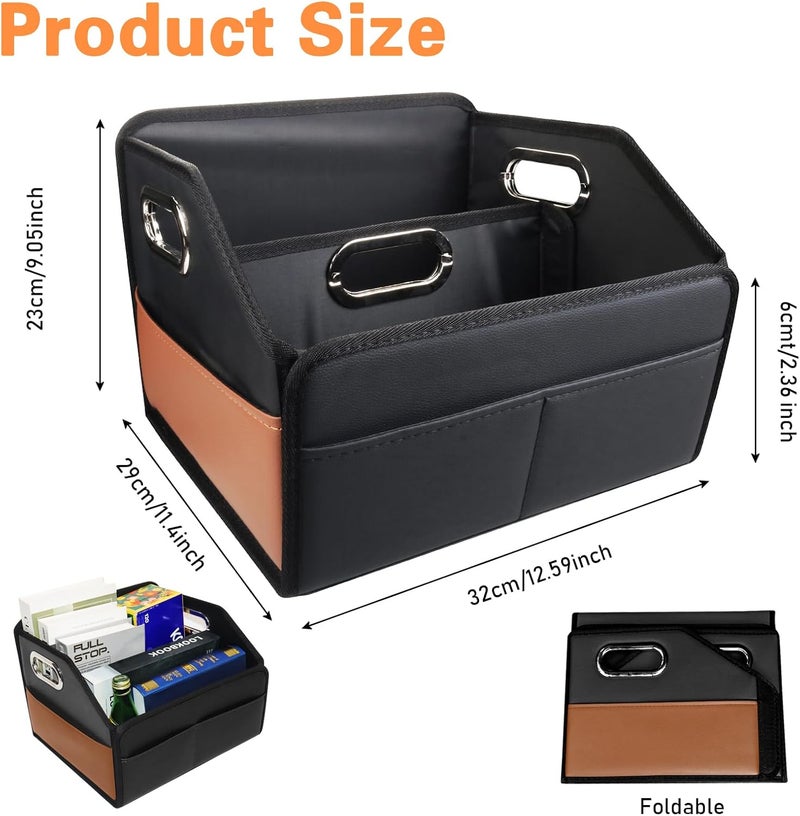 Noaman 2025 Upgraded Leather Car Organizer with 3 Handles and 6 Compartments - Black - Image 2