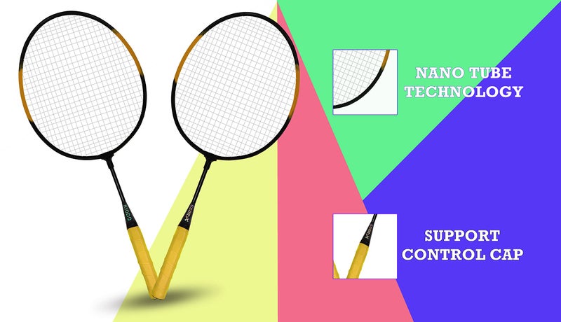 StarX Kiddo Aluminum Badminton Racket Kit with 3 Corks and Cover - Badminton Complete Kit for Kids (Black Yellow) - Image 2