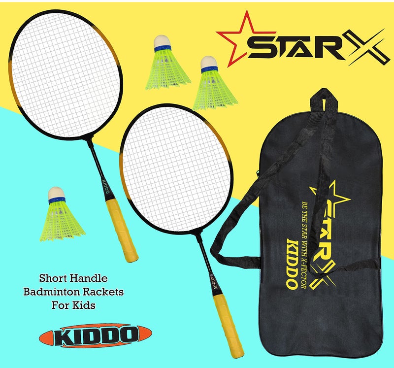 StarX Kiddo Aluminum Badminton Racket Kit with 3 Corks and Cover - Badminton Complete Kit for Kids (Black Yellow) - Image 5