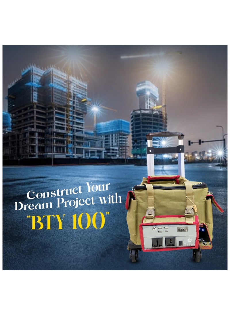 Toby's - Toby's BTY-100 Battery 80000mAh Power with trolley, Rechargeable Battery With 500Watts Power Inverter  with small lamp and COB light Best For Camping and outdoor activities - Image 1