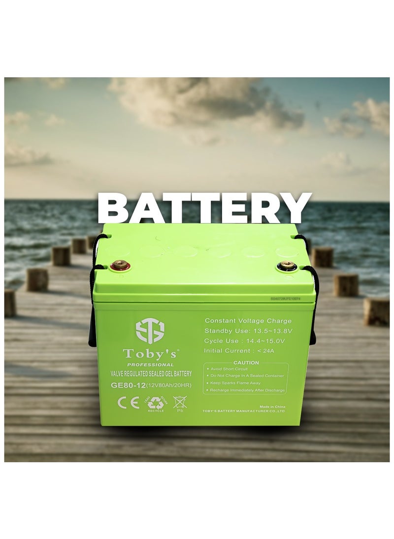 Toby's - Toby's BTY-100 Battery 80000mAh Power with trolley, Rechargeable Battery With 500Watts Power Inverter  with small lamp and COB light Best For Camping and outdoor activities - Image 1
