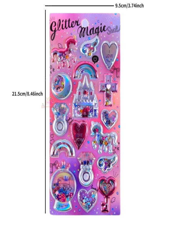 Invite Enterprise Kawaii Stickers Set – Puffy Stickers for Kids,3D Stickers for Girls,Aesthetic Sticker,Cute Stickers,Foam Stickers for Kids,Craft Stickers,Self Adhesive Stickers(Glitter Magic Seal-12 Sheet Mix Design) - Image 4