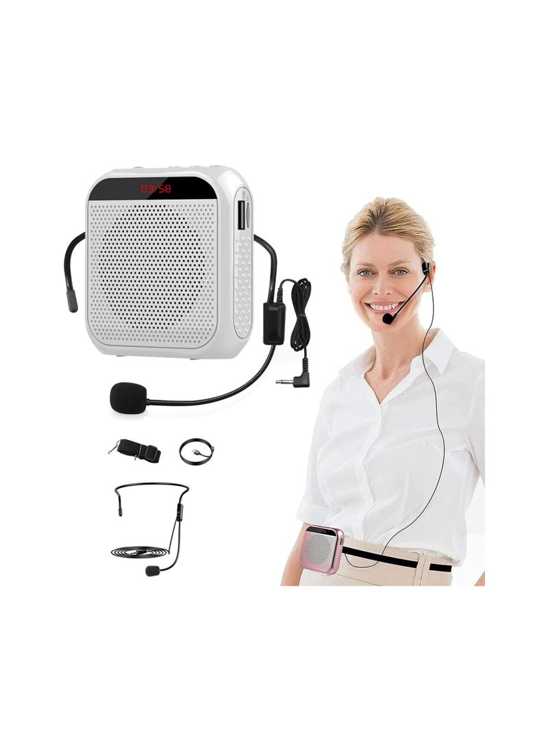 Bukela Speaker with wired microphone speaker, portable PA rechargeable speaker for personal microphone, speaker for teachers, tour guide/gym/yoga/fitness trainer (white)  - Image 1