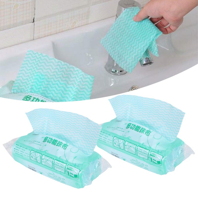 Disposable Nonwoven Cleaning Cloths 2 Packs For Dishes Kitchen Glass Tabletop Blue - Image 3