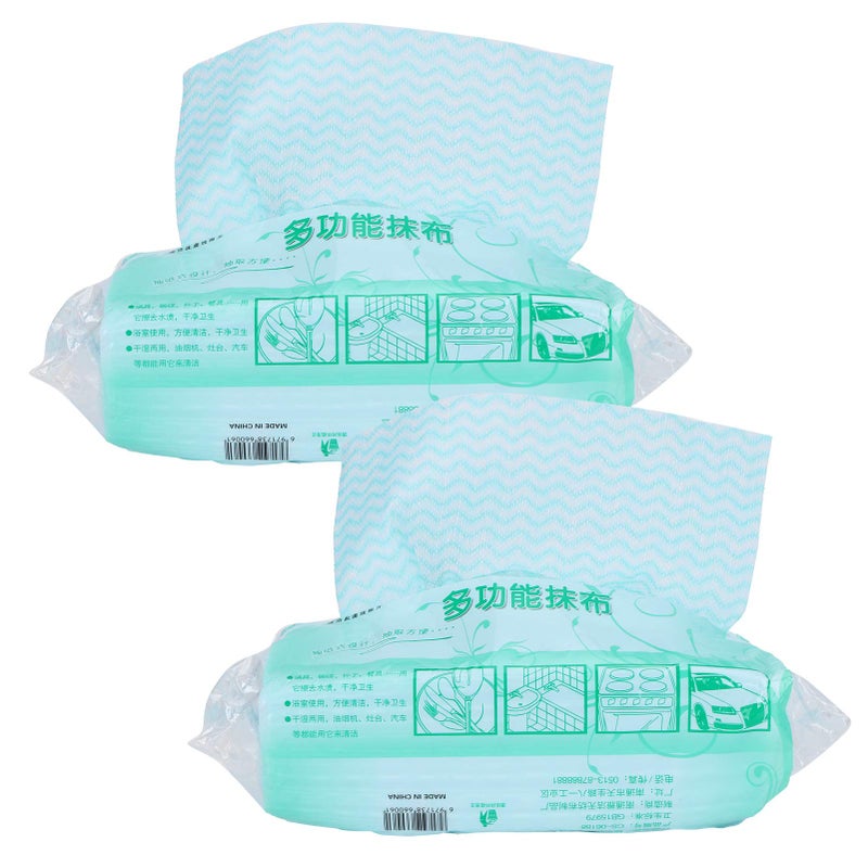 Disposable Nonwoven Cleaning Cloths 2 Packs For Dishes Kitchen Glass Tabletop Blue - Image 2