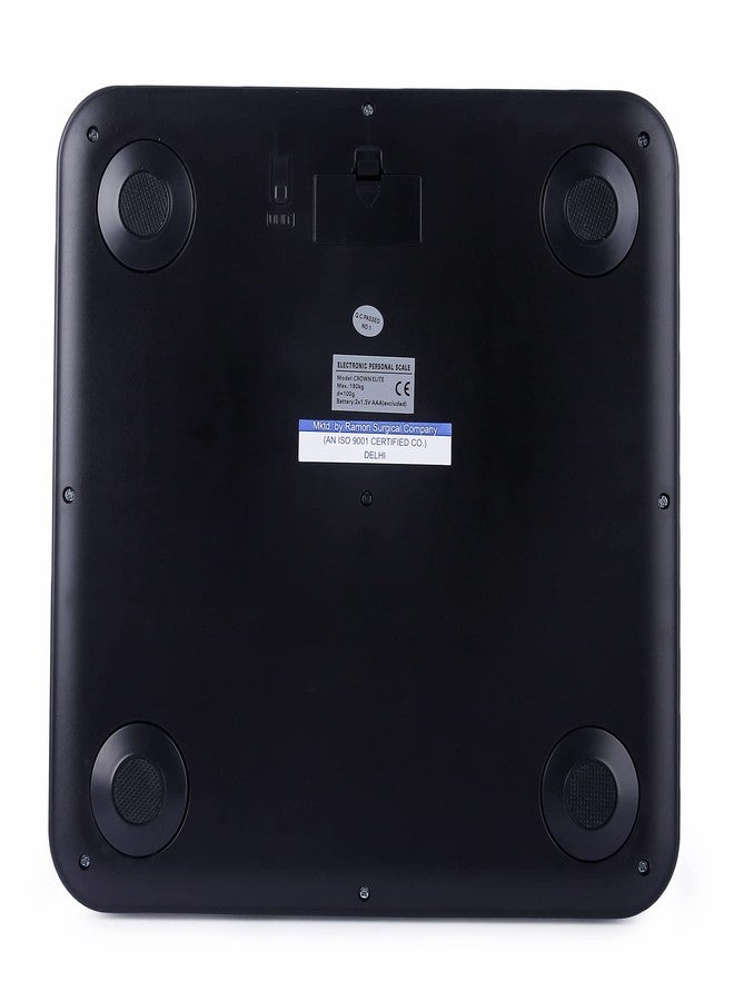 CROWN Elite Leather Look Fiber Body Digital Human Weighing Scale, 180kg (Black) - Image 5