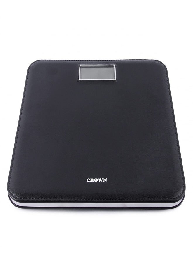 CROWN Elite Leather Look Fiber Body Digital Human Weighing Scale, 180kg (Black) - Image 2