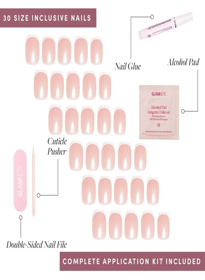 جلامنتيك مجموعة أظافر Glamnetic اللاصقة مع غراء الأظافر - لا بيرل | أظافر بيضاء مربعة بيضاوية الشكل بأطراف فرنسية | 15 مقاسًا - 30 طقم أظافر مع غراء | أظافر صناعية قابلة لإعادة الاستخدام بجودة صالونات التجميل - Image 4