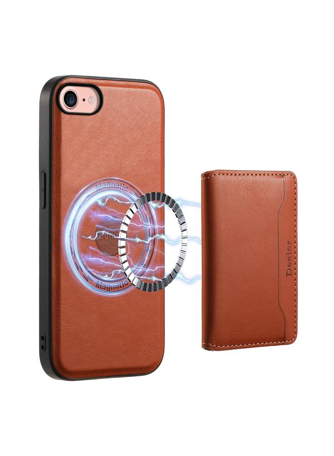دينيور جراب لهاتف iPhone SE 2022/2020/8/7 مصنوع من جلد البقر ومحفظة MagSafe قابلة للفصل - Image 1
