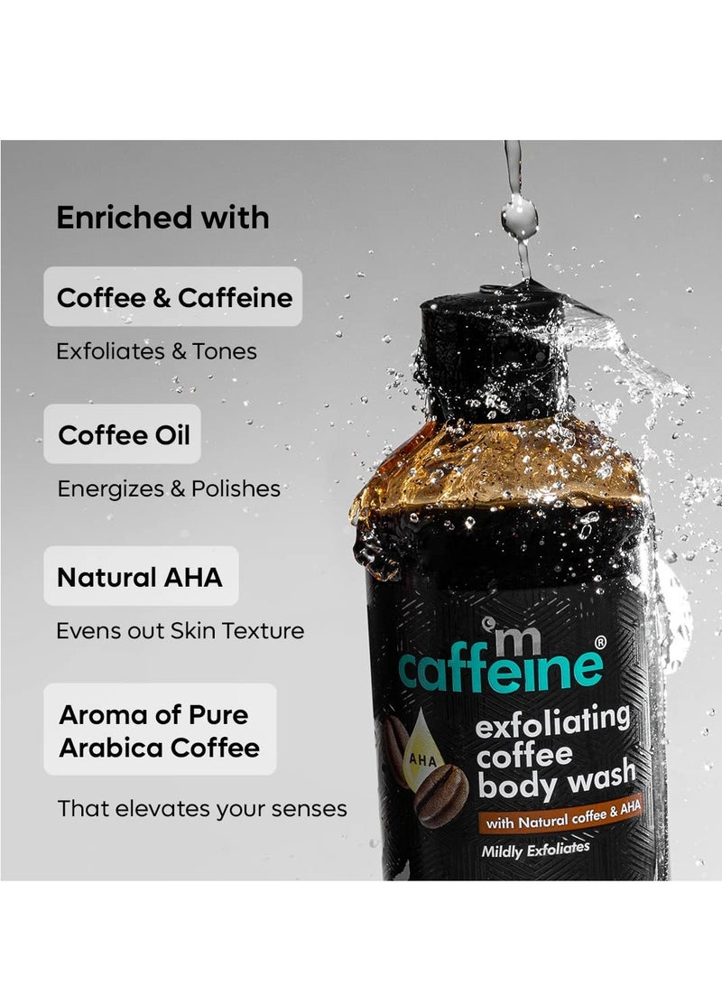 إم كافيين غسول الجسم المقشر بالكافيين لإزالة السمرة وتقشيرها (200 مل) جل الاستحمام للرجال والنساء مع حمض ألفا هيدروكسي الطبيعي، غسول الجسم المفضل لديك من الإسبريسو في عبوة جديدة - Image 2