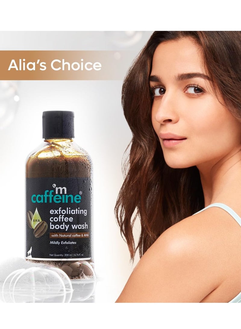 إم كافيين غسول الجسم المقشر بالكافيين لإزالة السمرة وتقشيرها (200 مل) جل الاستحمام للرجال والنساء مع حمض ألفا هيدروكسي الطبيعي، غسول الجسم المفضل لديك من الإسبريسو في عبوة جديدة - Image 4