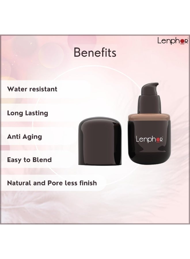 LENPHOR Professional Waterproof Semi-Matte Hd Foundation For All Skin Type Ivory 30Ml|High Coverage Liquid Foundation - Image 2