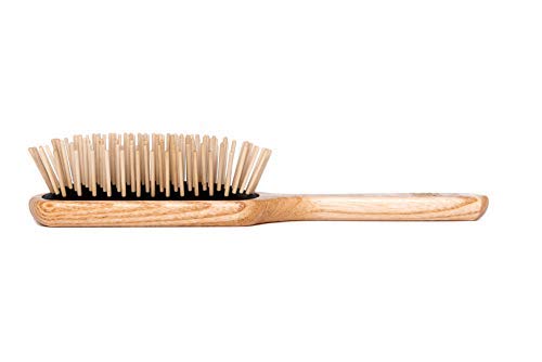 TEK- Rectangular Brush with Long Tooth in Ash Wood Handmade in Italy, for Long, Thick and Straight Hair - 22 x 6.5 cm - Image 2