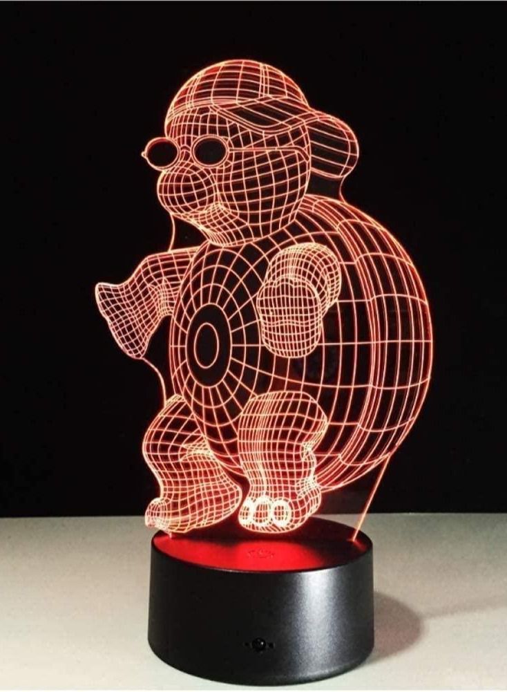 althiqahkey 3D LED Illusion Lamp Turtle With Sunglasses Multicolor Night Light 7/16 Colors Changing Touch Multicolor Night Light For Children Gradient Novelty Lighting Lamp - Image 1