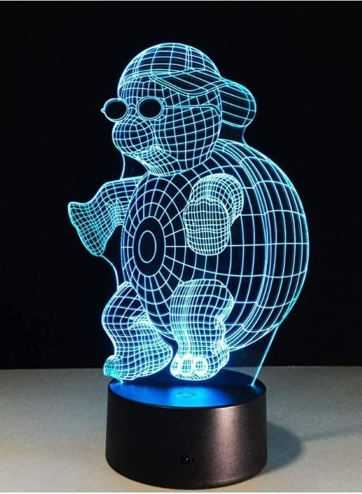 althiqahkey 3D LED Illusion Lamp Turtle With Sunglasses Multicolor Night Light 7/16 Colors Changing Touch Multicolor Night Light For Children Gradient Novelty Lighting Lamp - Image 2