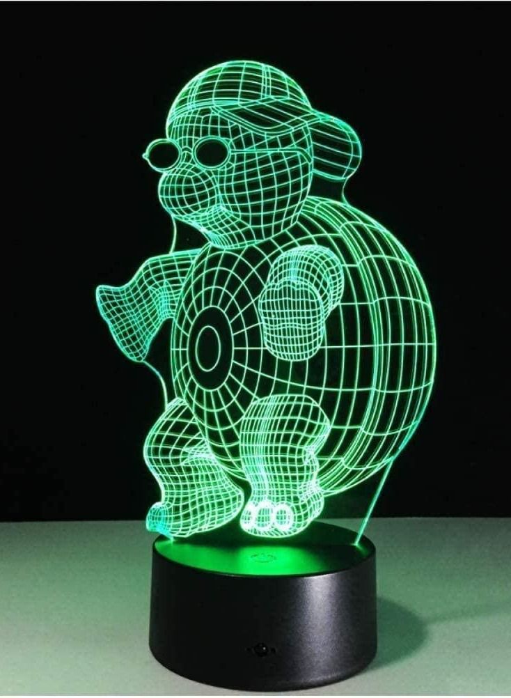 althiqahkey 3D LED Illusion Lamp Turtle With Sunglasses Multicolor Night Light 7/16 Colors Changing Touch Multicolor Night Light For Children Gradient Novelty Lighting Lamp - Image 3