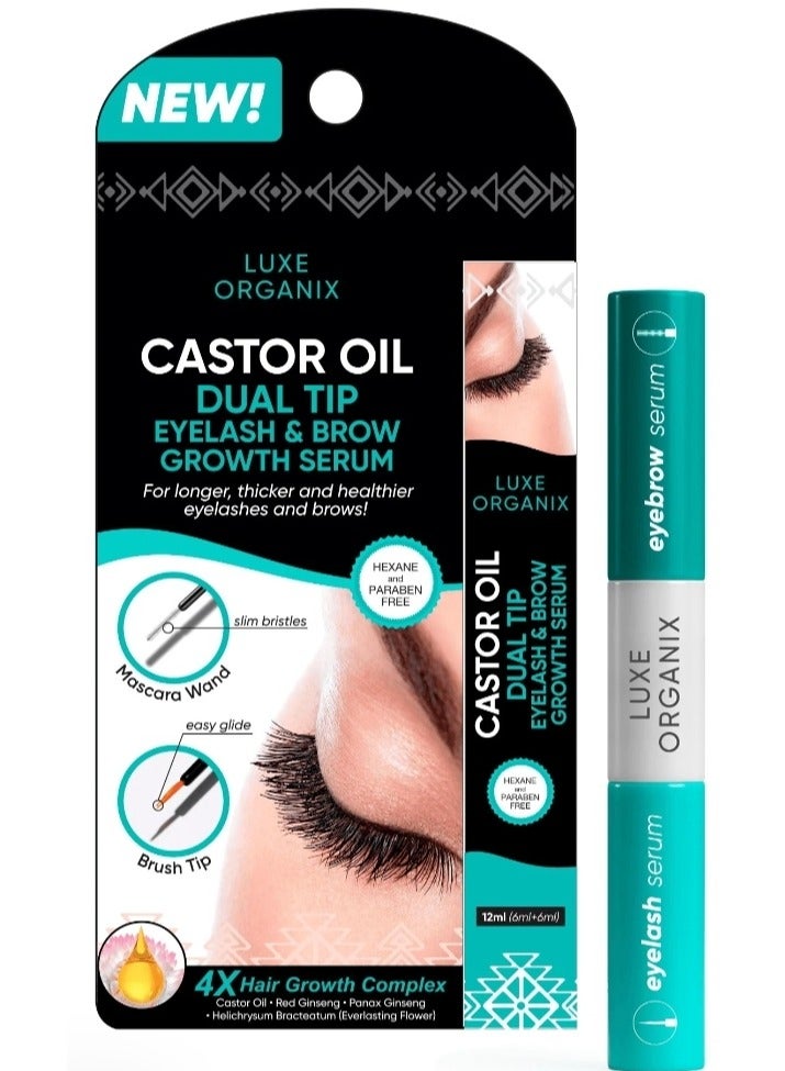 لوكس أورغانيكس سيروم نمو الرموش والحواجب بزيت الخروع بطرفين - 12 مل - Image 1