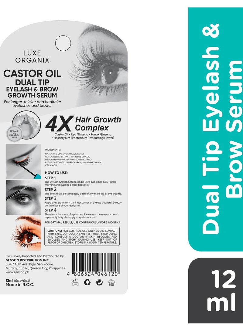 لوكس أورغانيكس سيروم نمو الرموش والحواجب بزيت الخروع بطرفين - 12 مل - Image 2