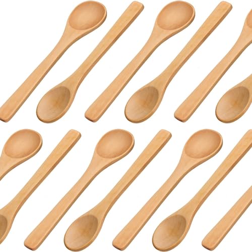 Shruthi Wooden Mini Spoon [13 CM ] for Small Containers, Handmade Wooden Spoon for Tea, Coffee, Sugar, Condiments & Spices (12 Packs) - Image 4