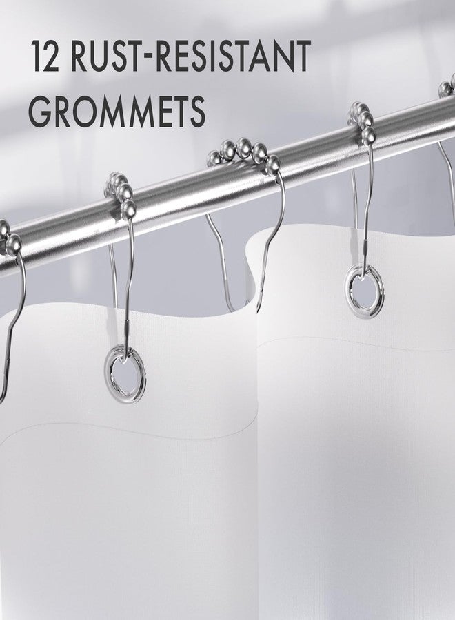 AmazerBath Shower Curtain, Cloth Ombre Blue Curtain Set with 12 Hooks, Washable Fabric Navy and White Curtain, Rustic Farmhouse Bathroom, 72x72 Inches - Image 5