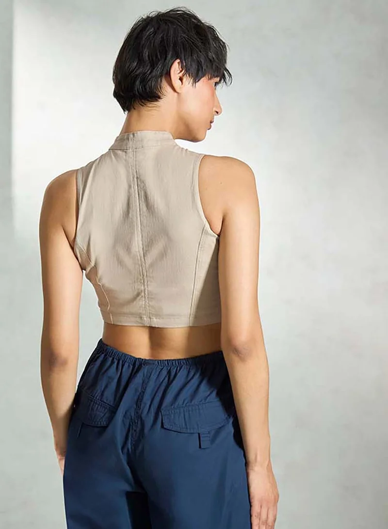 Virgio  VIRGIO Cotton Stretch Seamed Zipper Top  | Best Price UAE