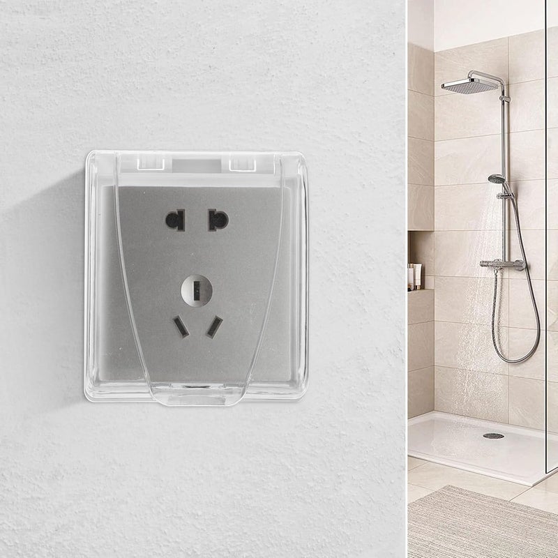 4pcs Waterproof Wall Socket Covers Electrical Outlet Protective Case Self-adhesive Splash-proof Box for Bathroom and Outdoor Use - Image 4