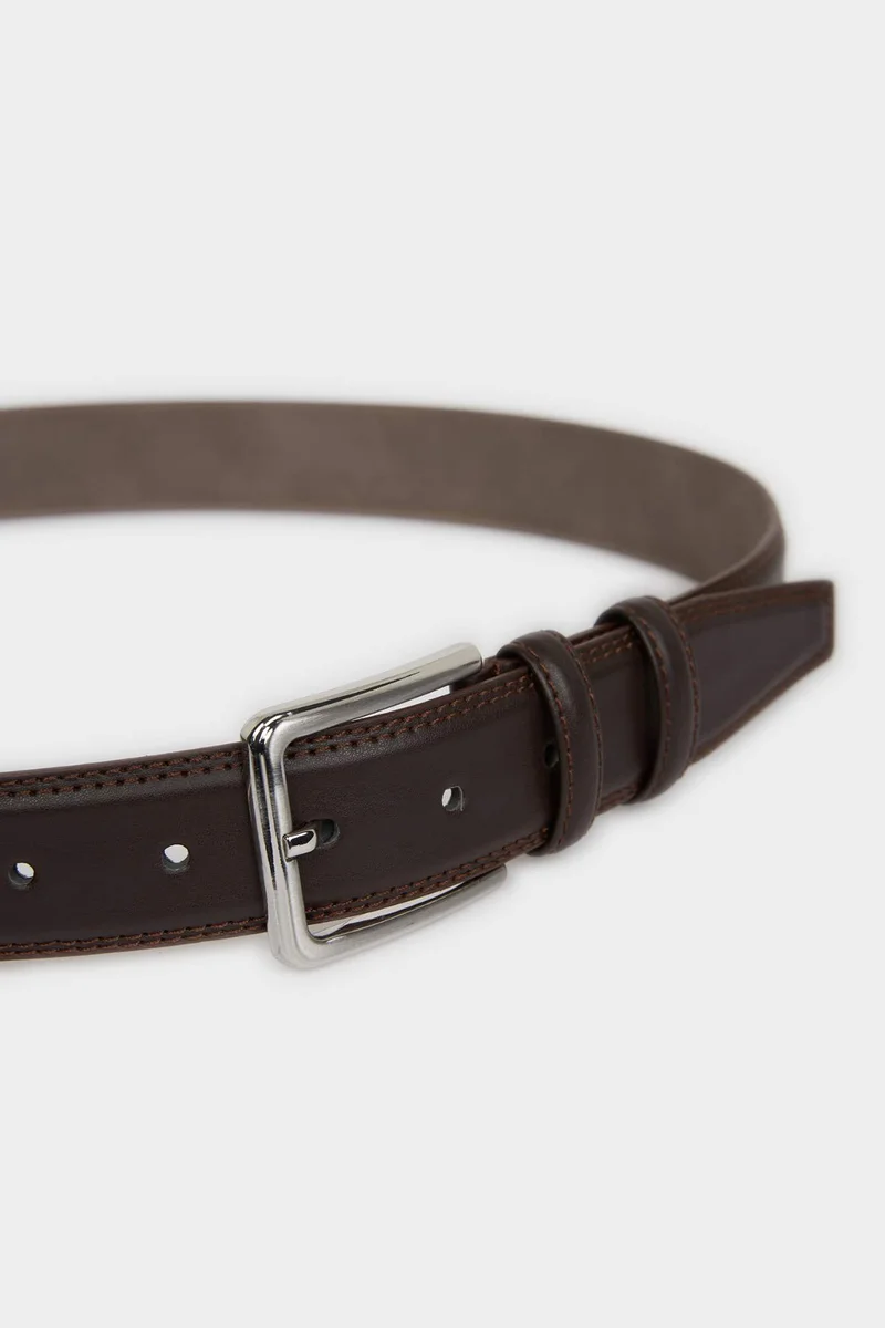 ديفاكتو Man Rectangle Clasp Faux Leather Classic Belt