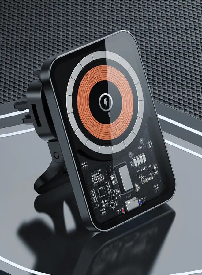 RECCI (RHO-C31) Mars Series Transparent Magnetic 15W Wireless Charging Car Holder - Image 1