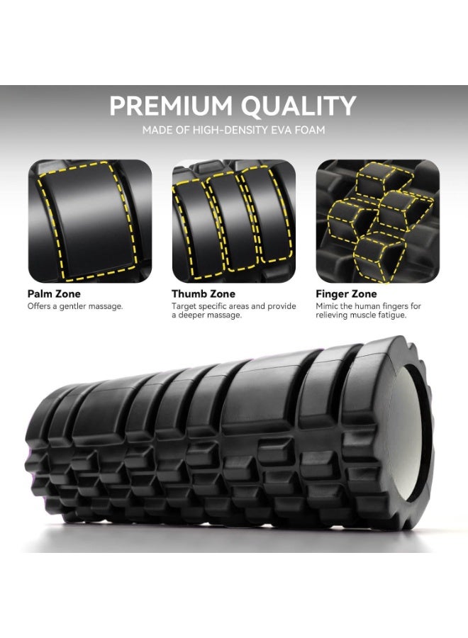 Eworld EVA Foam Roller for Yoga & Deep Tissue Massage | High-Density Muscle Recovery Roller for Stretching, Pilates, and Physiotherapy | Black - Image 3