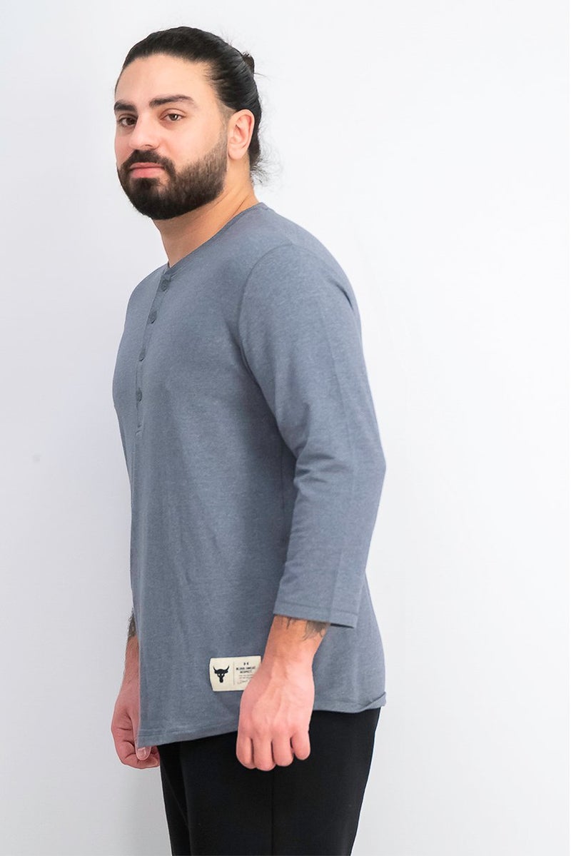 UNDER ARMOUR Men Sportswear Fit Henley Training Tee, Grey - Image 2