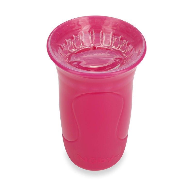 Nuby 3-Piece No-Spill Smart Edge 360 Cup with Touch Flo Easy Clean Silicone Rim, 10 Oz, Girl (Color May Vary) - Image 4